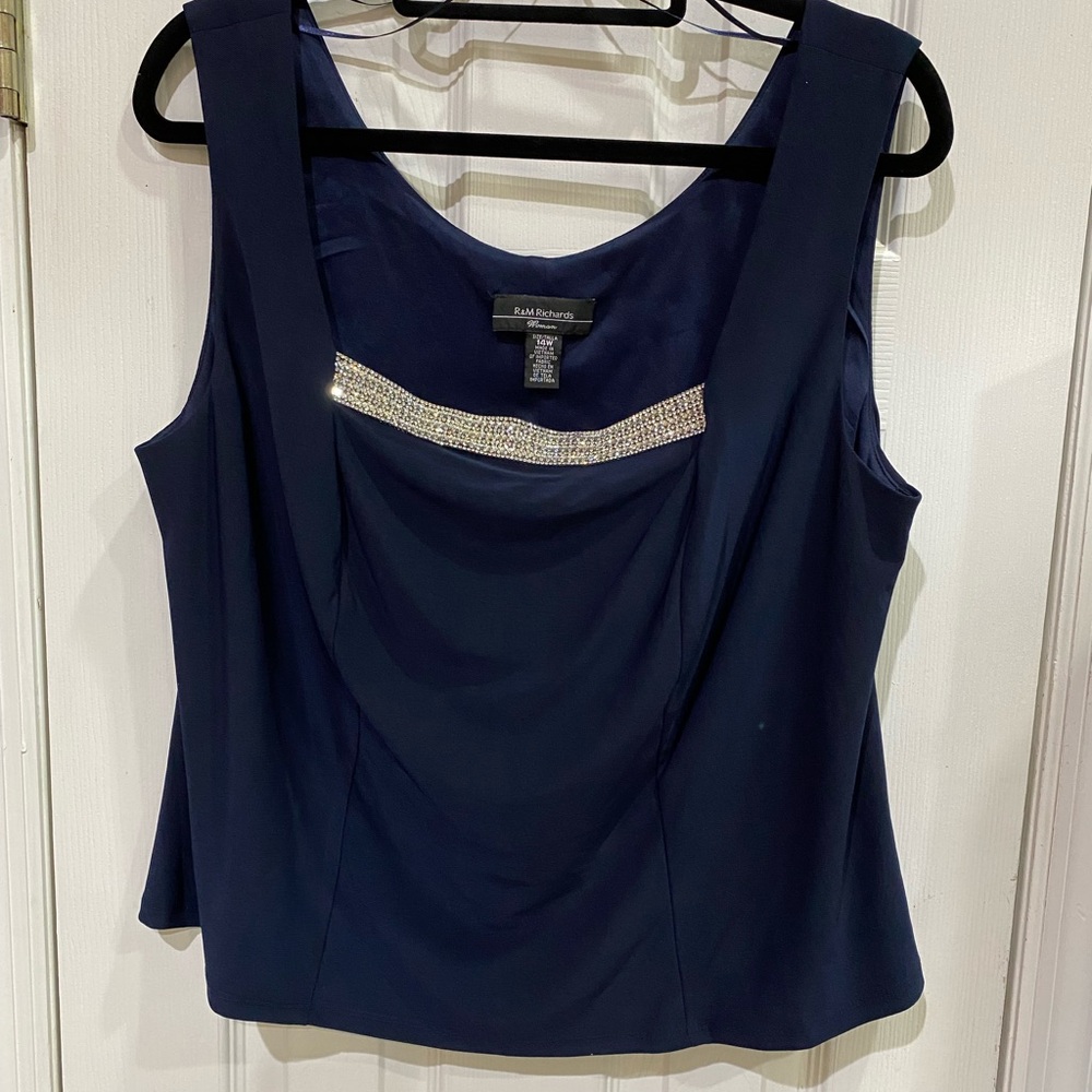 R&M Richards Midnight Blue top with Sparkling Accents